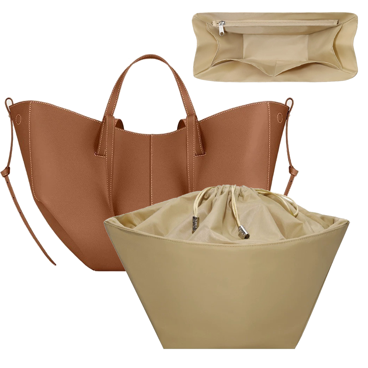 Half Moon Bag Suede - Nylon Bag Lining Storage Purse Fit