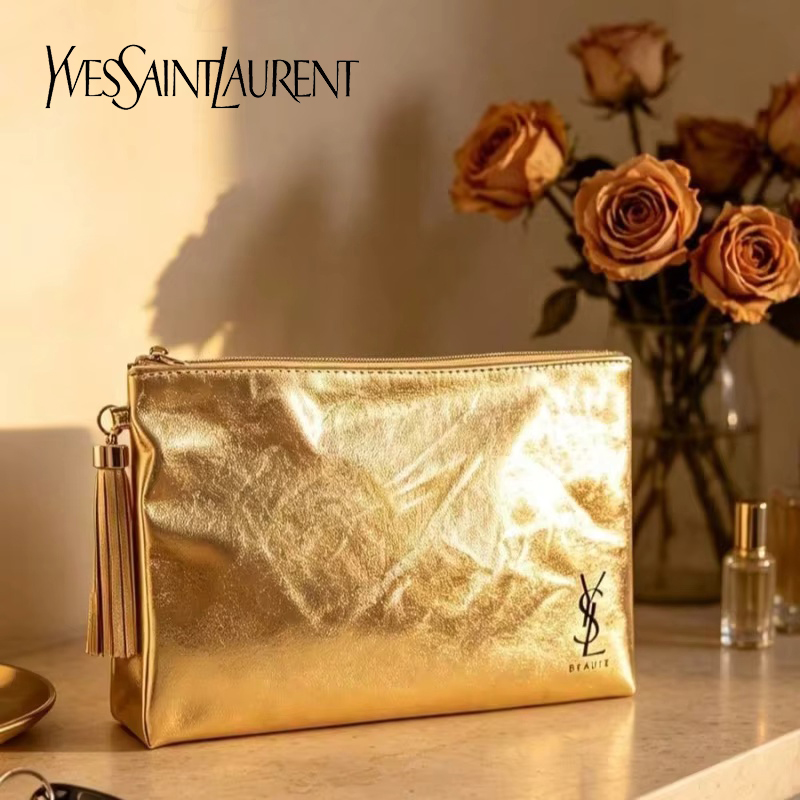 Luxury Bags Consignment - YSL Golden Cosmetic Bag, Portable Waterproof