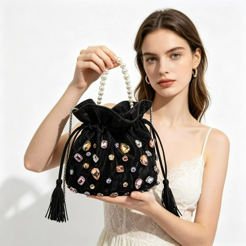 Luxury Bags Sling - Ladies' Luxury Embroidered Diamond Beaded Shoulder