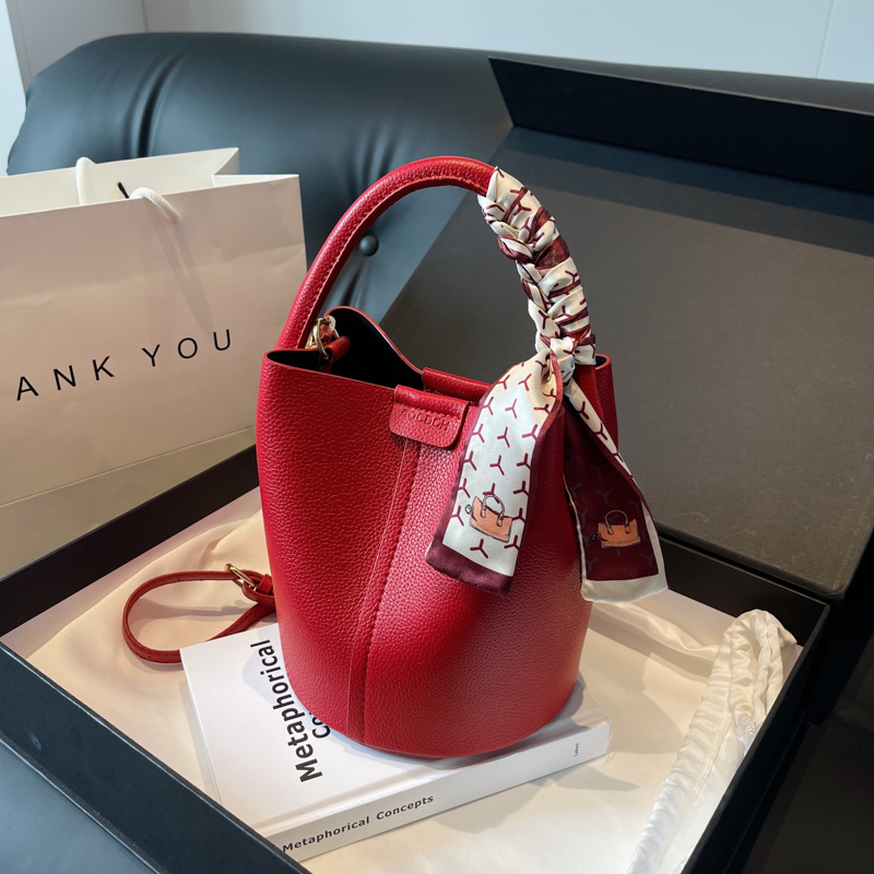 Red PU Bucket Shoulder and Cro - Luxury Bags For Women Sale review and price