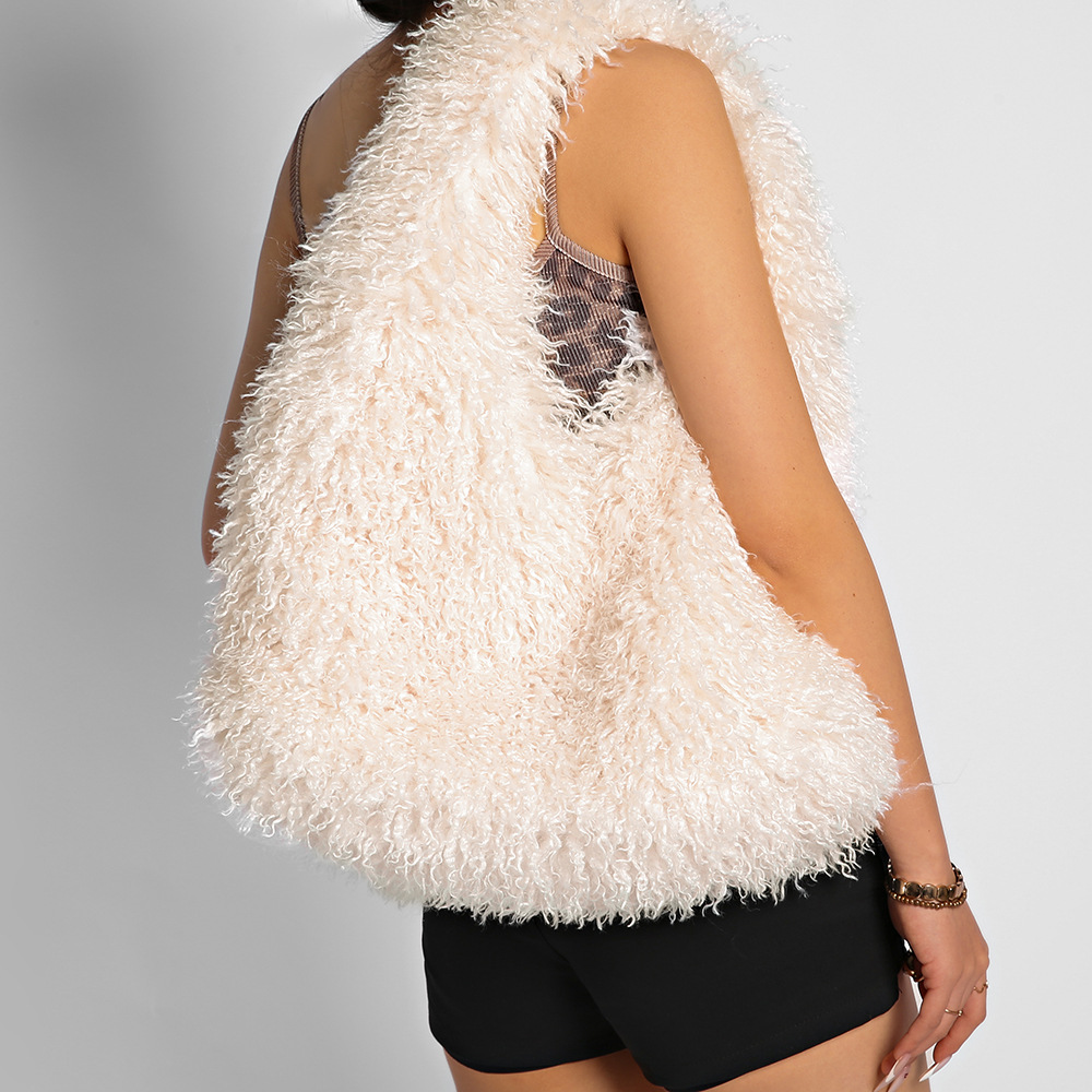 Luxury Fluffy Tote Women Shoul - Half Moon Bag Suede review and price