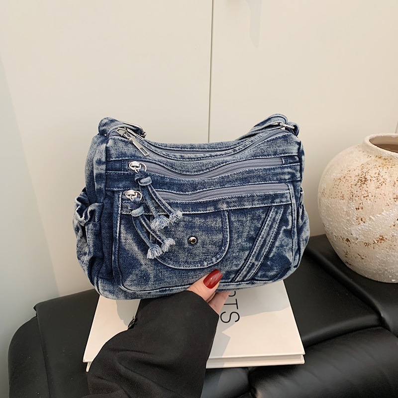Street Style Retro Blue Denim  - Luxury Bags Vip review and price