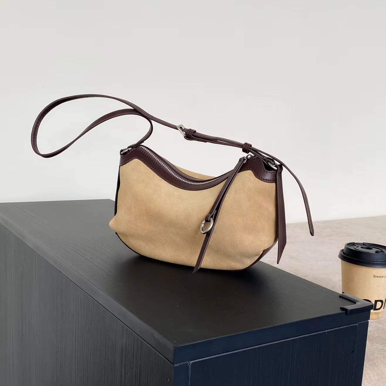 Matte Suede Genuine Leather Ho - Half Moon Bag Suede review and price