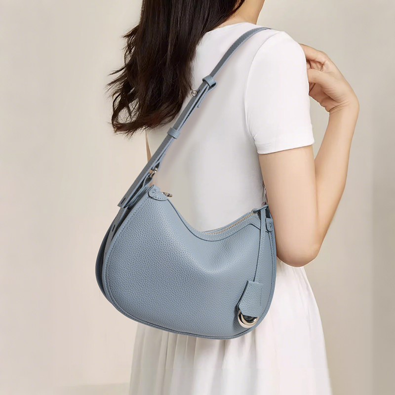 New High-End Leather Crescent  - Half Moon Bag Suede review and price