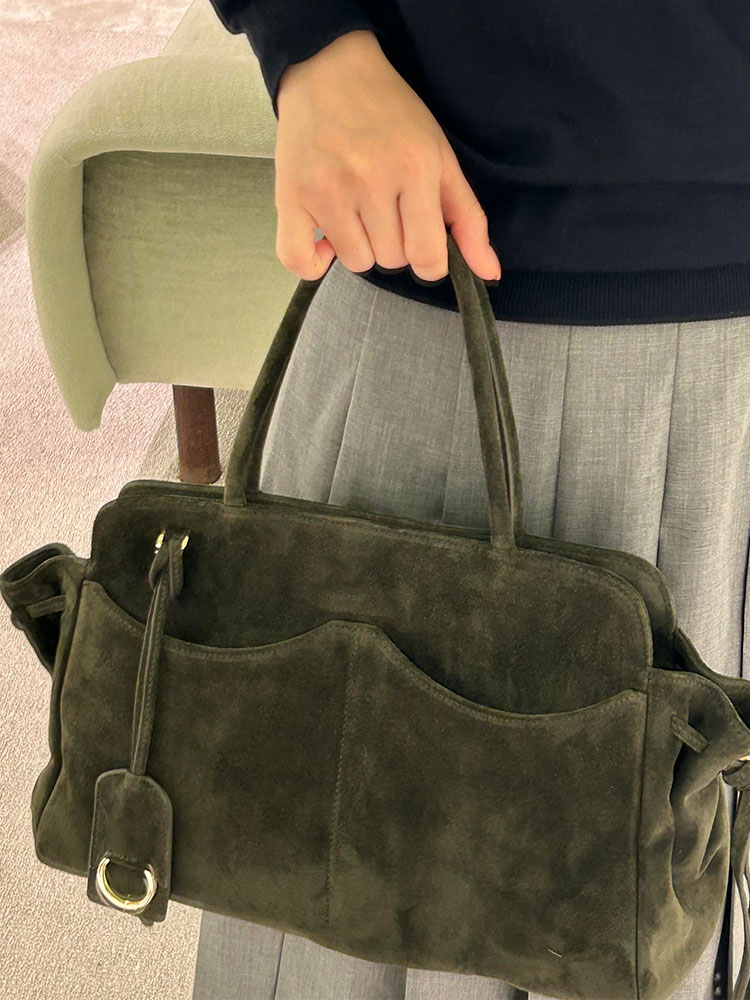 Green Suede Large Capacity Tot - Luxury Bags Green review and price