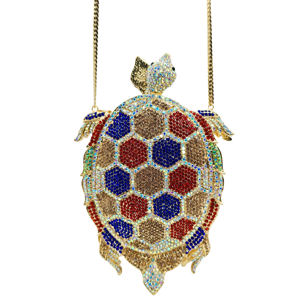 Turtle-Shaped Rhinestone Eveni - Luxury Bags Green review and price