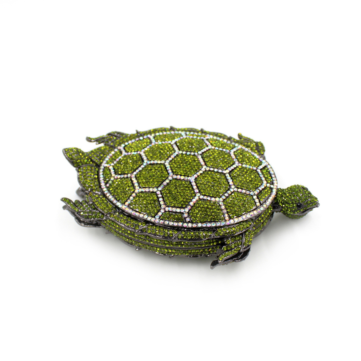 Turtle-Shaped Rhinestone Eveni - Luxury Bags Green review and price