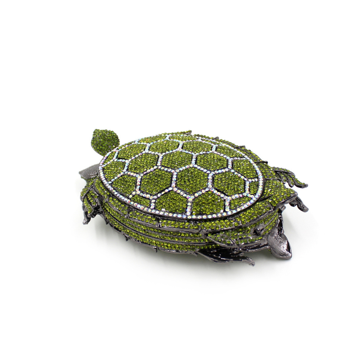 Turtle-Shaped Rhinestone Eveni - Luxury Bags Green review and price
